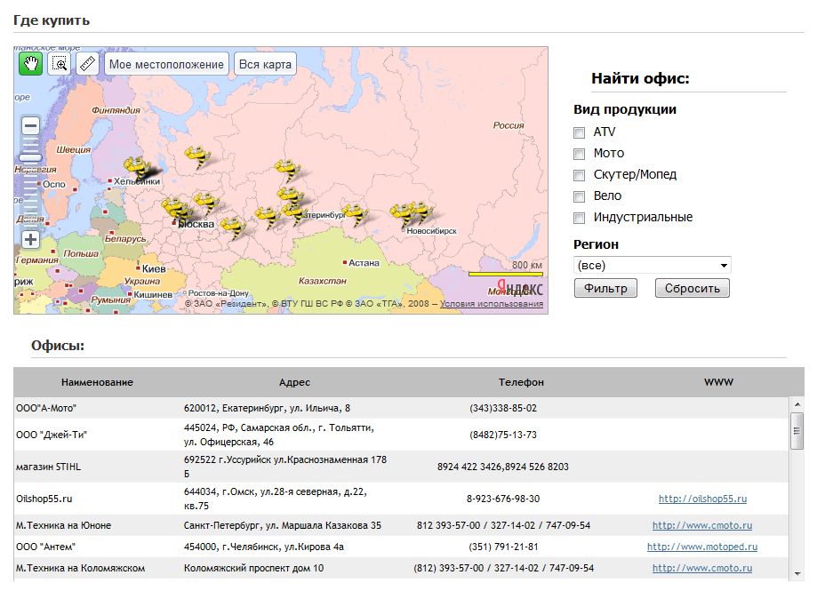 Ваша сеть офисов на карте