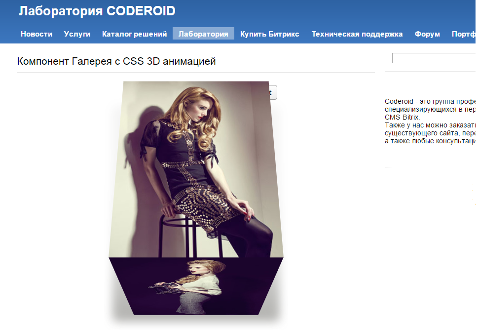 Галерея с CSS 3D анимацией