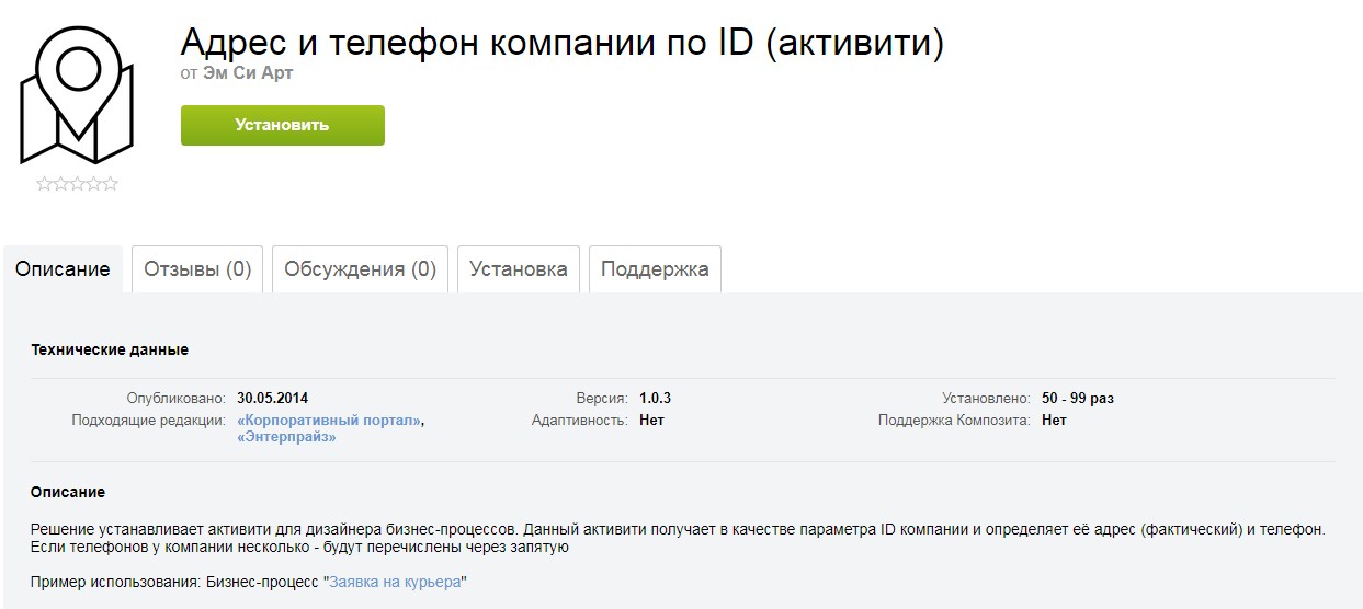 Адрес и телефон компании по ID (активити)