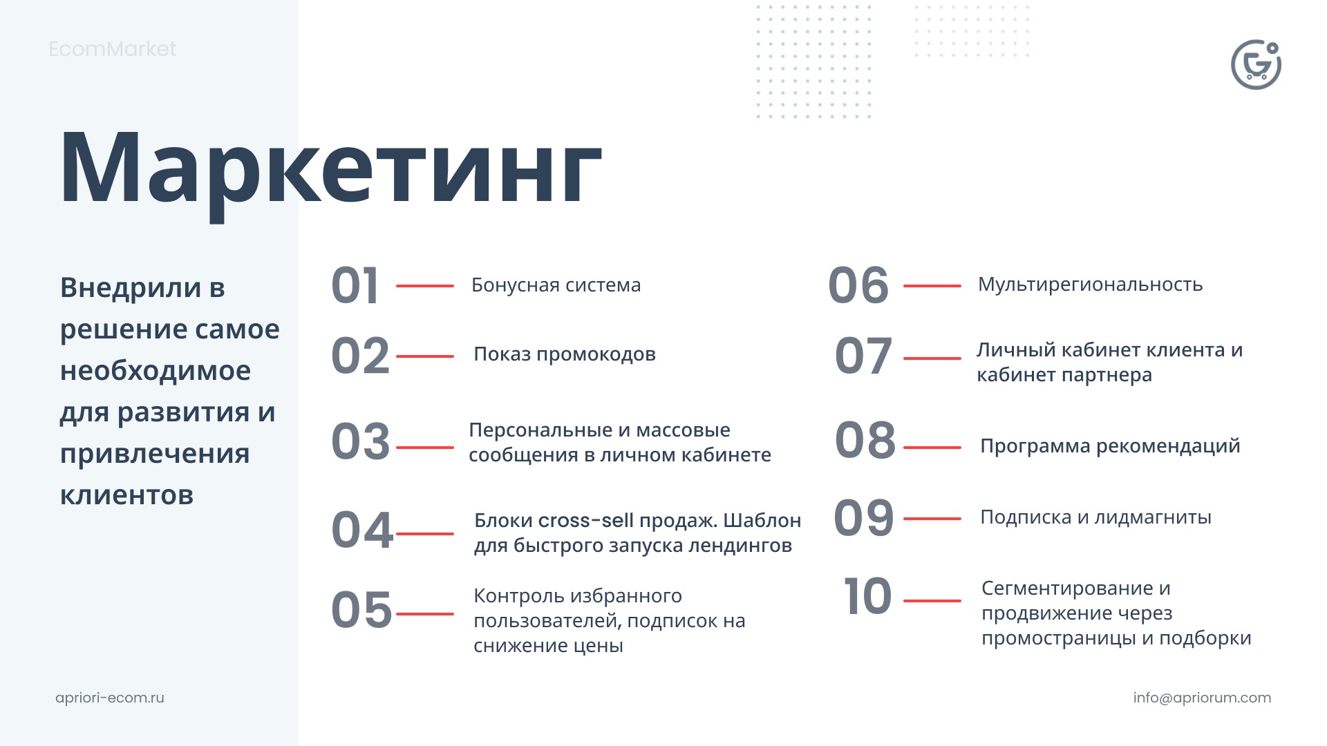 Apriori.EcomMarket: Интернет-магазин c конструктором настроек и расширенный маркетинговый функционал_22